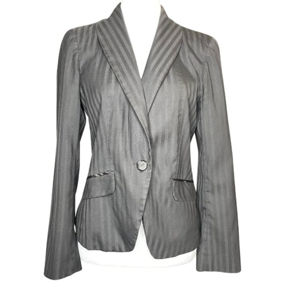 Worthington Stretch Women's Black Striped Lined One Button Blazer Size 6 Career - Picture 1 of 5